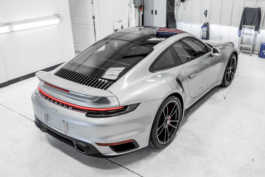 Hovering view of Porsche 911 Turbo