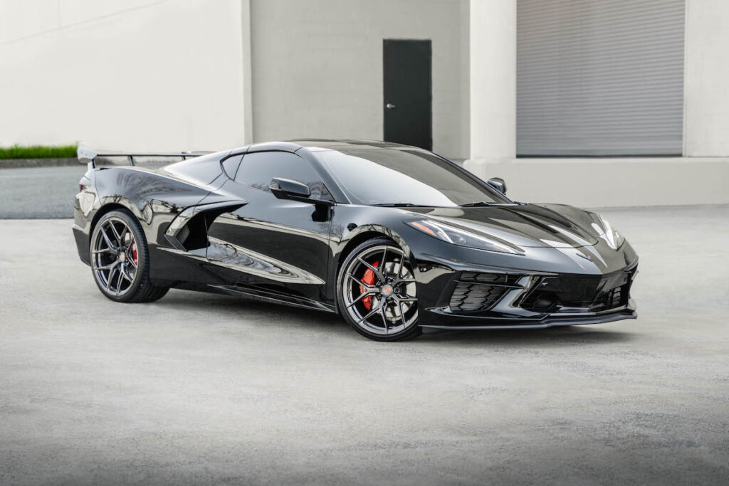 black sports car with ceramic coating