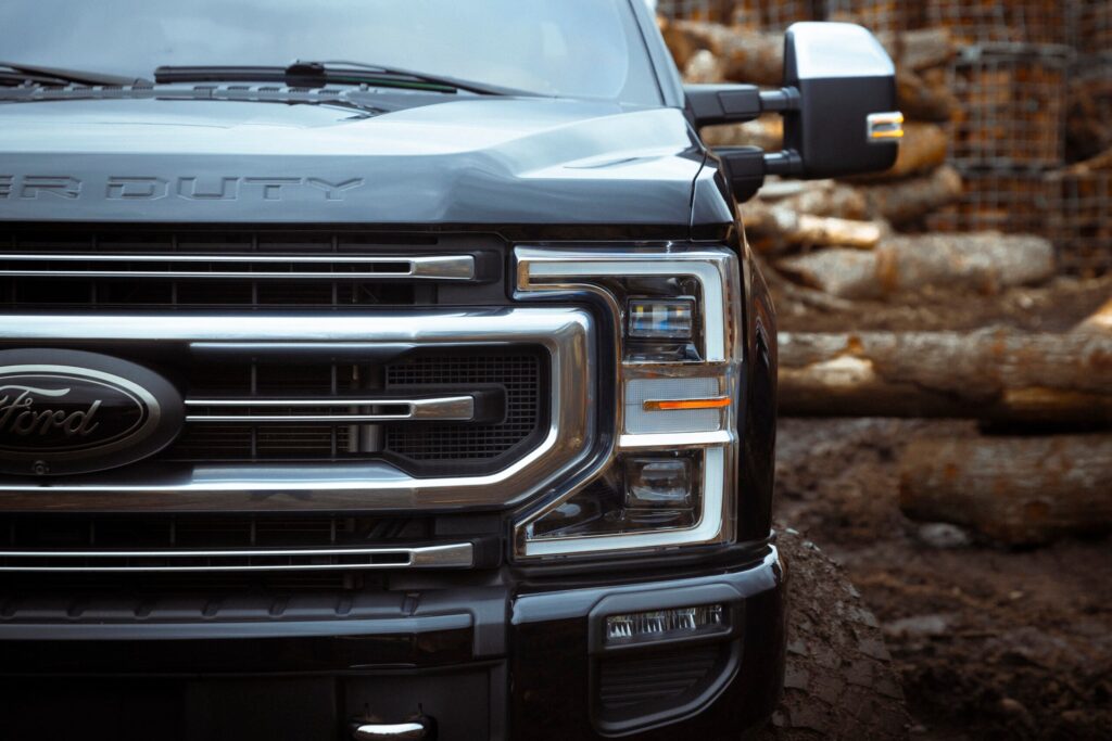 turned off headlights of a truck